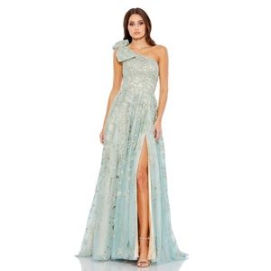 Mac Duggal Women's Embellished Bow One Shoulder A Line Gown in Sage